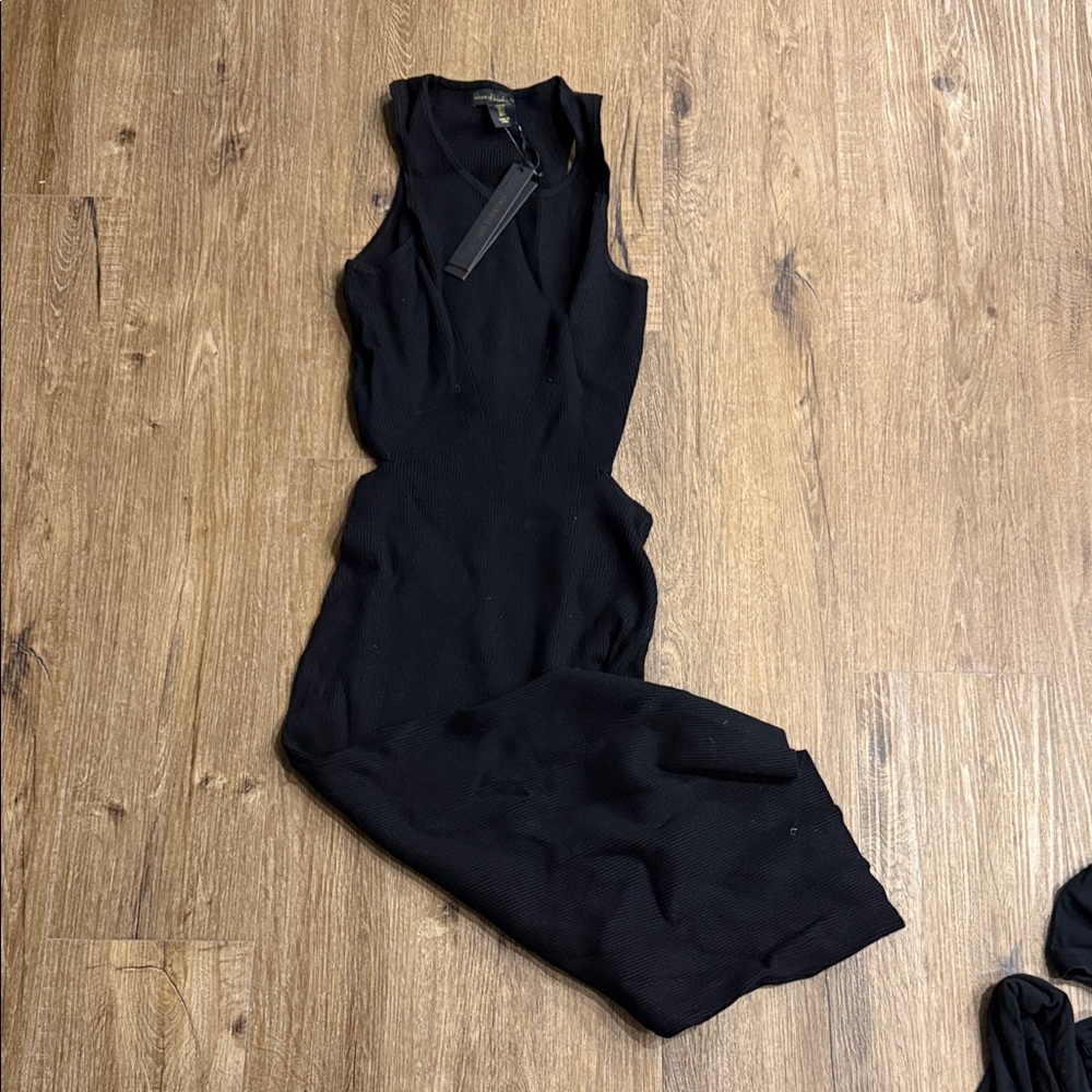 House of Harlow Black Ribbed Dress